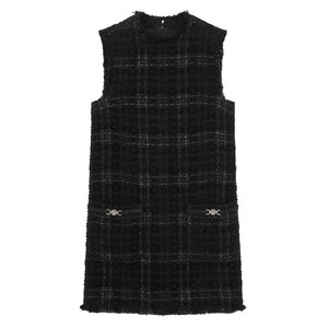 베르사체 체크 패턴 코튼 미니 드레스, 블랙계열, Italy 40(KR 55)