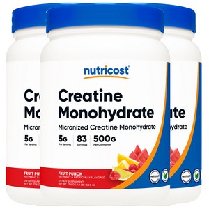 뉴트리코스트 마이크로나이즈드 크레아틴 모노하이드레이트, 500g, 3개