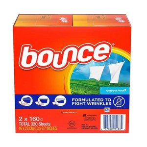 BOUNCE Box Outdoo Fesh 드라이어 시트 160팩, 2개, 160매