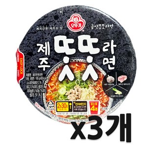 오뚜기 제주똣똣라면 용기 100g, 3개