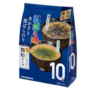 마루코메 대용량 동결건조된 과립 미소국 아오사 + 쿠로바라노리 맛 10개입, 60g, 1개