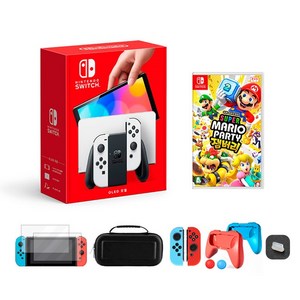 닌텐도 스위치 OLED 화이트 필수 액세서리 풀세트+마리오 파티 잼버리
