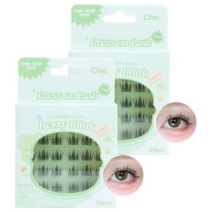 Char 핸드메이드 더 플러피 베이커리 베리 블링크 인조 속눈썹, 블랙, 2개