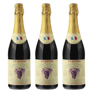 쁘아뽐 스파클링 레드 그레이프 주스, 750ml, 3개
