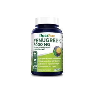 NusaPure 뉴사푸어 Fenugreek 페뉴그릭 5000mg 200베지캡슐, 1개