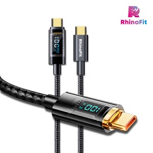 라이노핏 USB C타입-C타입 100W PD 고속 충전 투명 디스플레이 케이블, 1.2m, 혼합색상, 1개