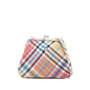 비비안웨스트우드 비비안 구체 모티프 체크 패턴 클러치