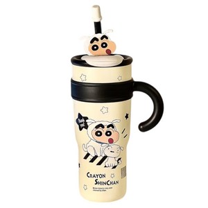 StarR 대용량 크레용 신짱 보온 텀블러, 1200ml, 블랙흰둥이, 1개