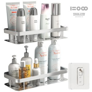 일이공팔 욕실선반 알루미늄 화장실 무타공 선반, 2개, 스페이스 실버