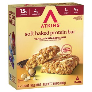 앳킨스 소프트 베이크드 프로틴 바 바닐라 마카다미아 넛 4개입
