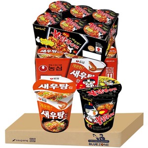 블루존 새우탕 소컵라면 67g (6입)+불닭볶음면 소컵라면 70g (6입)