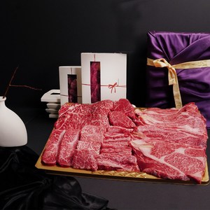 [미쓰하누]1++(9)한우 선물세트 1kg vip패밀리 등심 채끝 안심 살치살 갈비살, vip패밀리1kg 선물세트, 지함+보자기포장