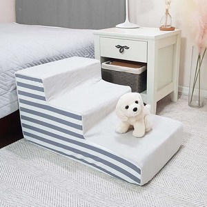 8DECO 강아지계단 애견계단 펫스텝 모음 1단2단3단4단 (커버+솜포함) ce4, 베이지 그레이 스트라입