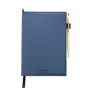 퍼니메이드 오브제 가죽 만년 다이어리 + 볼펜 세트, 소프트블루, 140 x 195 ..., 1세트