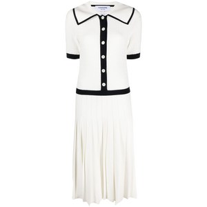 톰 브라운 포인텔 니트 플리츠 미디 드레스, 화이트계열, Italy 38(KR 44)