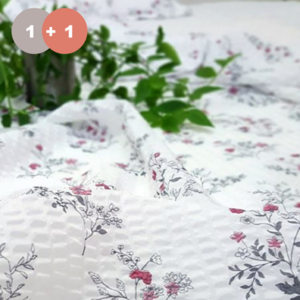 1+1 시어서커 여름 얇은 홑이불 플라워 160x200cm 단품, 레드+레드