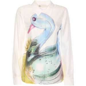 토리 버치 럭키 덕 실크 셔츠, 화이트계열+블루계열, US 4(KR S/M)