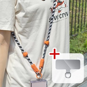 탐나템 핸드폰 튼튼한 크로스 목걸이 스트랩, 블랙트위드, 1개