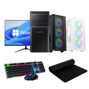 삼성 조립 사무용 게이밍 조립 컴퓨터 SSD 장착 윈11, 화이트, 08.i5-9400F, 27인치모니터세트