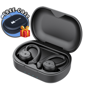 와일드프로 스포츠 운동용 귀걸이형 완전방수 블루투스이어폰 (한국어 지원), 블랙, MT-BE1018D Premium