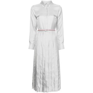 톰 브라운 RWB 스트라이프 벨트 실크 셔츠 드레스