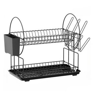 Tiger Pavilion 식기건조대 + 컵걸이 + 수저통 세트, 블랙, 2단, 1개