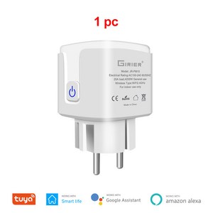 GIRIER-Tuya Wifi 스마트 플러그 20A EU 소켓 콘센트 전원 모니터 타이머 기능 4200W Alexa Google 홈과, 1 Pc, 1개