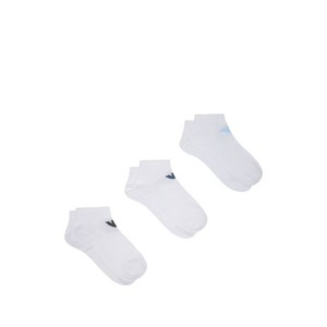 엠포리오아르마니 로고 디테일 양말 3팩 세트, S/M, 화이트계열