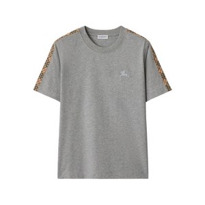 버버리 체크 트리밍 티셔츠, 그레이계열, Mid standard L