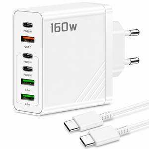 6in1 c타입 고속 충전기 160W 2TYPE-C+2USB+PD+QC+ C TO C 1M 100w 케이블 세트