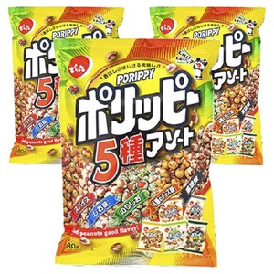 덴로쿠 포리피 어쏘트 스파이스 + 소금맛 + 김소금 + 4종 치즈 + 흑후추 땅콩스낵, 180g, 3개