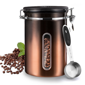 SMABAT 원두 캐니스터 1.8L 대용량 밀폐용기 304스텐 진공 캐니스터 계량스푼 포함