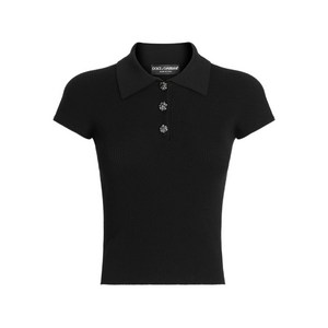 돌체앤가바나 버튼 반소매 폴로 탑, 블랙계열, Italy 42(KR 55)