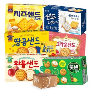 온리 샌드 비스켓 낱개포장과자 세트6종(+1)산도 딸기323g+샌드 에이스 우유크림 204g+애플샌드 272g+롯샌 315g+치즈샌드 180g+국희 땅콩샌드 279g