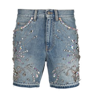 구찌 크리스털 장식 데님 쇼츠