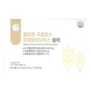 올바른 곡물효소 프로바이오틱스 블랙, 270g, 4개