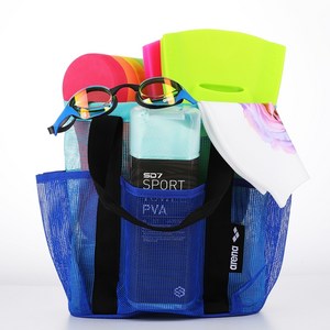 아레나 메쉬 수영가방 포켓 복주머니 망사 가방 AB19, 블루 (BLU)