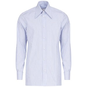 메종 마르지엘라 스트라이프 코튼 셔츠, 블루계열, Collar (cm) 39