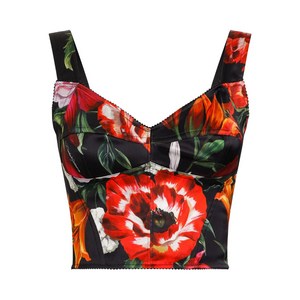 돌체앤가바나 플로럴 프린트 탑, 블랙계열+레드계열, Italy 40(KR 44)