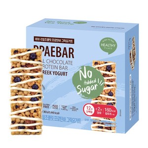 무가당 설탕X 빼바 리얼초콜릿 프로틴바 그릭요거트, 360g, 1박스