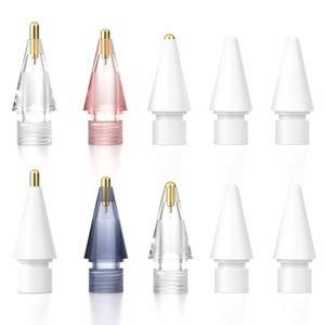 JAMJAKE 애플펜슬 펜촉 1/2세대/USB-C/Pro 호환 4가지 스타일 + 4컬러 2B/HB 무소음 교체용 팁 10개입