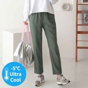 디센도 여성용 린넨 냉감 9부 와이드 팬츠