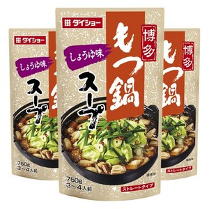 다이쇼 하카타 모쯔나베 스프 간장맛 스트레이트 타입, 750g, 3개