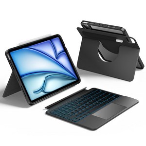 HOU 아이패드 세로 가로 매직키보드 펜슬 수납 아이패드 프로11인치 M4 13인치 에어 6/5/4세대 M2 10.9 11인치 13인치 트랙패드 백라이트 한글 키보드 케이스