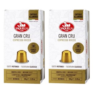 사켈라 네스프레소 호환 가능 그랑 크뤼 에스프레소 리코 미디엄 로스트 캡슐 커피, 5g, 30개입, 2개