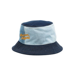 메종키츠네 로고 자수 데님 버킷 햇