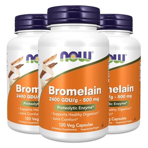 나우푸드 브로멜라인 2400GDU/g-500mg 베지 캡슐, 120정, 3개