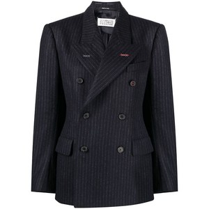 메종 마르지엘라 메종 마르지엘라 핀스트라이프 더블 브레스티드 울 블레이저, 블루계열, Italy 42(KR 66)