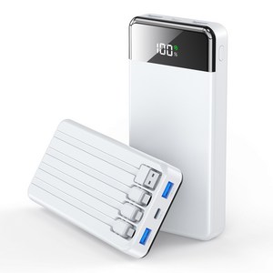 UOOFON 일체형 보조배터리 고속충전 30000mAh 대용량 PD 22.5W QC3.0 잔량표시+ 4개 케이블 멀티단자