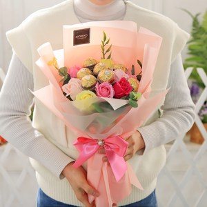 꽃다발 페레로로쉐 초콜릿 선물 벨르 핑크 유치원 재롱잔치 졸업식 비누꽃 꽃다발
